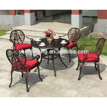 High grade outdoor cast aluminum dining chair and table garden furniture set cast aluminum chair